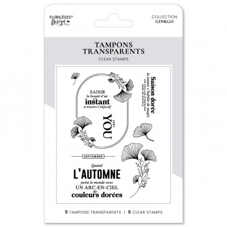 FDCL325004   FLORILEGES DESIGN COLLECTION GINKGO TAMPONS CLEAR AUTOMNE DORÉ
