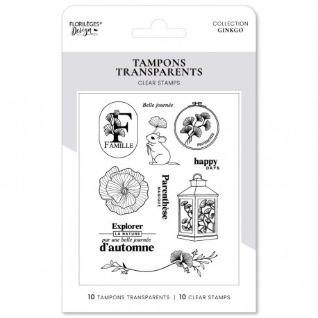 FDCL325005   FLORILEGES DESIGN COLLECTION GINKGO TAMPONS CLEAR PARENTHÈSE MAGIQUE