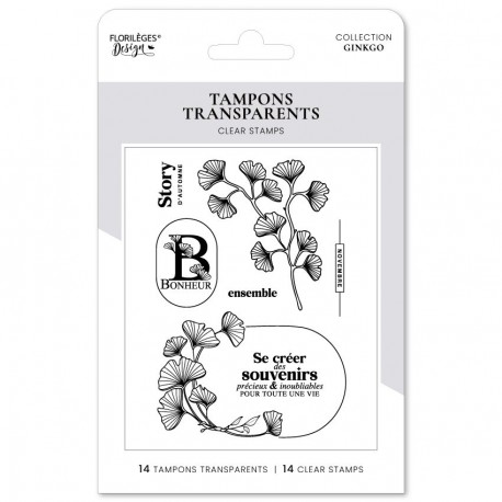 FDCL325003   FLORILEGES DESIGN COLLECTION GINKGO TAMPONS CLEAR STORY D'AUTOMNE