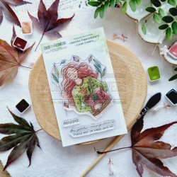 BOI105   CHOU & FLOWERS COLLECTION L'ORÉE DES BOIS TAMPON CLEAR FILLE D'AUTOMNE