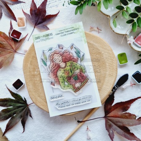 BOI105   CHOU & FLOWERS COLLECTION L'ORÉE DES BOIS TAMPON CLEAR FILLE D'AUTOMNE