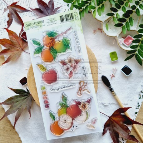 BOI113   CHOU & FLOWERS COLLECTION L'ORÉE DES BOIS TAMPON CLEAR LES POMMES