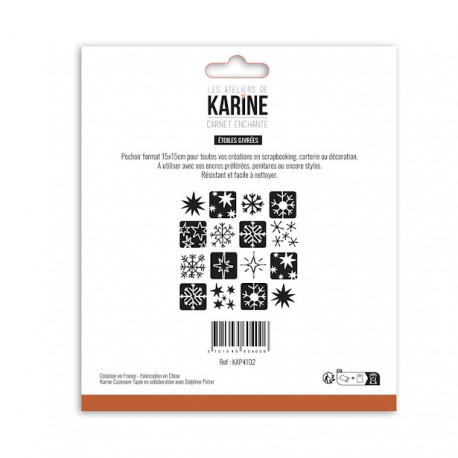 KAP4102   LES ATELIERS DE KARINE CARNET ENCHANTÉ POCHOIR ÉTOILES GIVRÉES