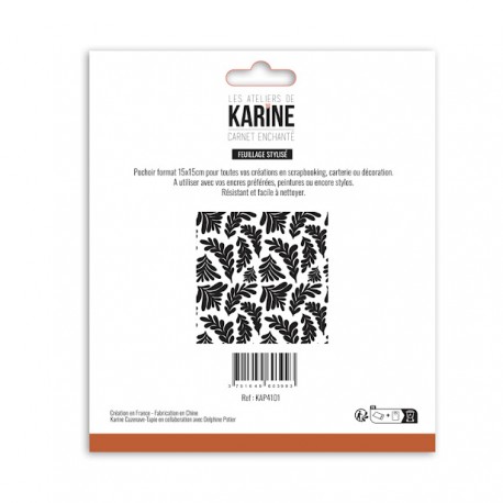 KAP4101   LES ATELIERS DE KARINE CARNET ENCHANTÉ POCHOIR FEUILLAGE STYLISÉ