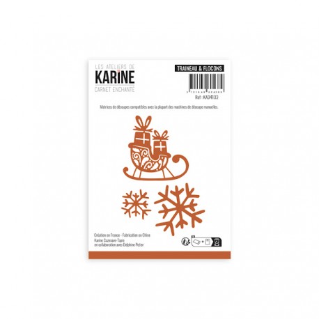 KAD4103   LES ATELIERS DE KARINE CARNET ENCHANTÉ DIES  TRAINEAU ET FLOCONS