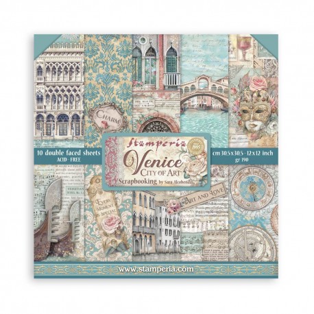 SBBL172   STAMPERIA VENICE CITY OF ART 10 feuilles R/V 30.5cmx30.5cm 190 gr