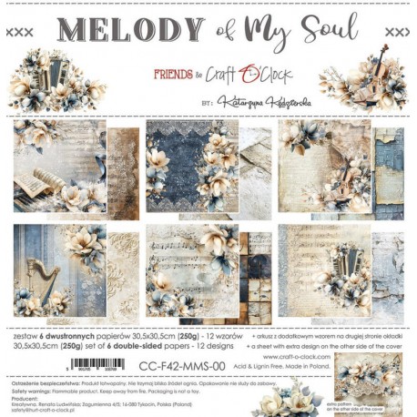 CC-F42-MMS-00   CRAFT O'CLOCK MELODY OF MY SOUL 6 imprimés R/V 30.5x30.5cm 250g