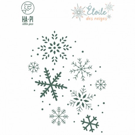 HPLF-EDN-D2521   HA PI LITTLE FOX COLLECTION ÉTOILE DES NEIGES MATRICES DE DÉCOUPE FOND FLOCONS