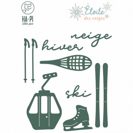 HPLF-EDN-D2522   HA PI LITTLE FOX COLLECTION ÉTOILE DES NEIGES MATRICES DE DÉCOUPE SPORTS D'HIVER