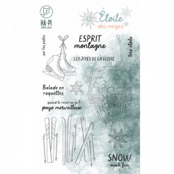 HPLF-EDN-T2522   HA PI LITTLE FOX COLLECTION ÉTOILE DES NEIGES TAMPONS CLEAR ESPRIT MONTAGNE