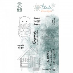 HPLF-EDN-T2524   HA PI LITTLE FOX COLLECTION ÉTOILE DES NEIGES TAMPONS CLEAR AU COIN DU FEU