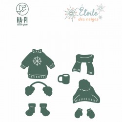 HPLF-EDN-D2524   HA PI LITTLE FOX COLLECTION ÉTOILE DES NEIGES MATRICES DE DÉCOUPE HAPI EN HIVER