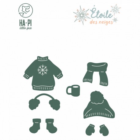 HPLF-EDN-D2524   HA PI LITTLE FOX COLLECTION ÉTOILE DES NEIGES MATRICES DE DÉCOUPE HAPI EN HIVER