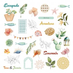 KADCC42   LES ATELIERS DE KARINE TERRE ET JASMIN DIE CUTS CALQUES x35 pièces