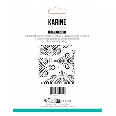 KAP4201   LES ATELIERS DE KARINE TERRE ET JASMIN  POCHOIR TISSAGE ETHNIQUE