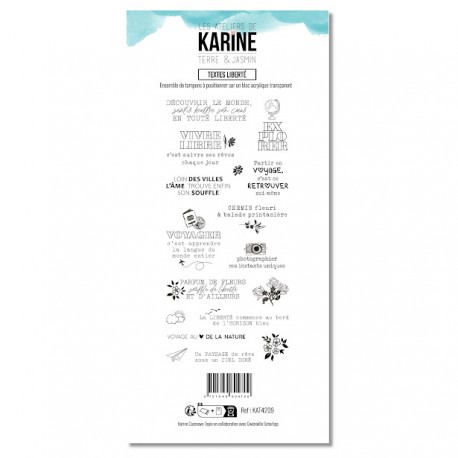 KAT4209   LES ATELIERS DE KARINE TERRE ET JASMIN TAMPON CLEAR TEXTES LIBERTÉ