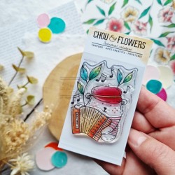 MON101   CHOU & FLOWERS COLLECTION MON P'TIT JARDIN TAMPON CLEAR DOUDOU MUSICIEN