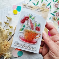 MON105   CHOU & FLOWERS COLLECTION MON P'TIT JARDIN TAMPON CLEAR TASSE FLEURIE