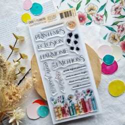 MON112   CHOU & FLOWERS COLLECTION MON P'TIT JARDIN TAMPON CLEAR LES MOTS PRINTEMPS