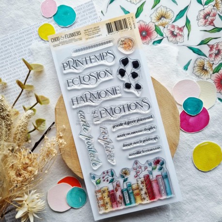 MON112   CHOU & FLOWERS COLLECTION MON P'TIT JARDIN TAMPON CLEAR LES MOTS PRINTEMPS