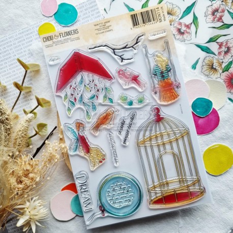 MON114  CHOU & FLOWERS COLLECTION MON P'TIT JARDIN TAMPON CLEAR LA CAGE