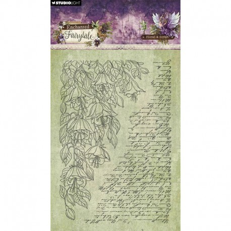 SL-EF-STAMP940   STUDIO LIGHT CLEAR STAMP FLORAL AND SCRIPT ENCHANTED FAIRYTALE