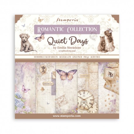SBBL178   STAMPERIA ROMANTIC COLLECTION QUIET DAYS 10 feuilles R/V 30.5cmx30.5cm 190 gr