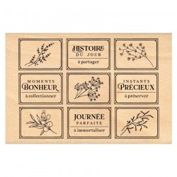 FHA126009   FLORILEGES DESIGN COLLECTION MURMURES TAMPON BOIS ÉTIQUETTES PRÉCIEUSES