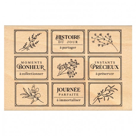 FHA126009   FLORILEGES DESIGN COLLECTION MURMURES TAMPON BOIS ÉTIQUETTES PRÉCIEUSES