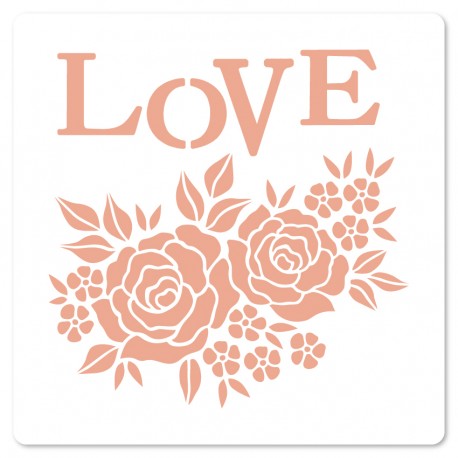 FDS126002   FLORILEGES DESIGN COLLECTION MURMURES POCHOIR 15x15cm ROSES D'AMOUR