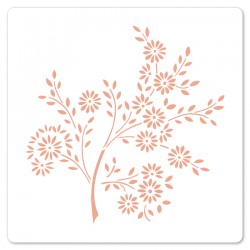 FDS126001   FLORILEGES DESIGN COLLECTION MURMURES POCHOIR 15x15cm BRANCHE FLEURIE