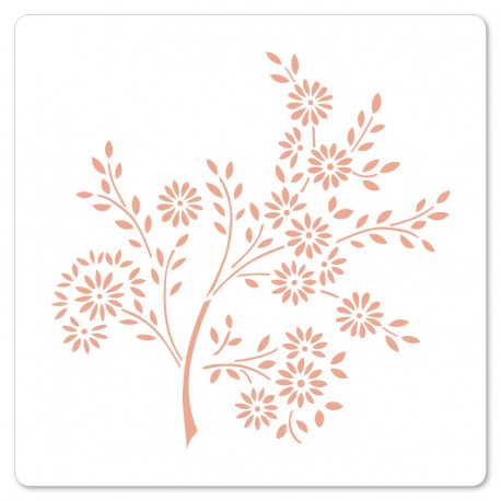 FDS126001   FLORILEGES DESIGN COLLECTION MURMURES POCHOIR 15x15cm BRANCHE FLEURIE