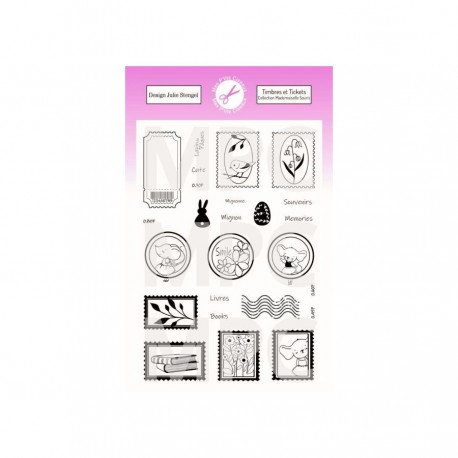PC-MS-TP3   MES P'TITS CISEAUX MADEMOISELLE SOURIS TAMPONS CLEAR TIMBRES ET TICKETS