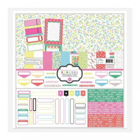 MES P'TITS CISEAUX COLL MADEMOISELLE SOURIS 6 imp 30,5x30,5cm 1 planche étiq 2 bd de papiers