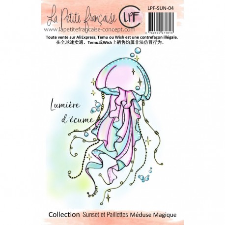 LPF-SUN-04   LA PETITE FRANÇAISE SUNSET ET PAILLETTES TAMPONS CLEAR MÉDUSE MAGIQUE