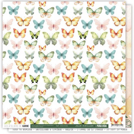 KAC4405   LES ATELIERS DE KARINE PURA VIDA  JOLIS PAPILLONS 30.5 cm x 30.5 cm