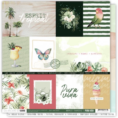 KAC4401   LES ATELIERS DE KARINE PURA VIDA  ESPRIT TROPICAL 30.5 cm x 30.5 cm