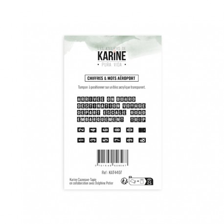 KAT4407  LES ATELIERS DE KARINE PURA VIDA TAMPON CLEAR CHIFFRES ET MOTS AÉROPORT
