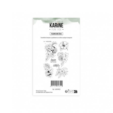 KAT4403  LES ATELIERS DE KARINE PURA VIDA TAMPON CLEAR FLEURS DES ÎLES