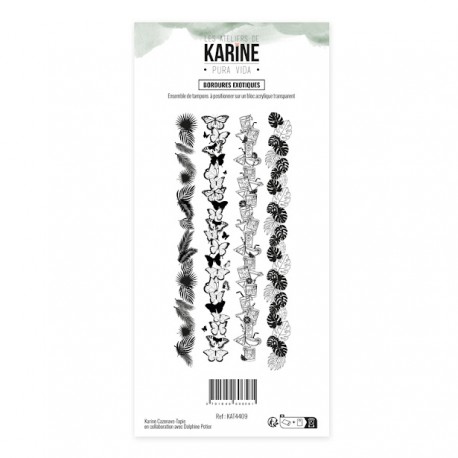 KAT4409  LES ATELIERS DE KARINE PURA VIDA TAMPON CLEAR BORDURES EXOTIQUES