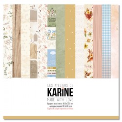 KAC4508   LES ATELIERS DE KARINE MADE WITH LOVE  6 FEUILLES + 1 CALQUE IMPRIMÉ