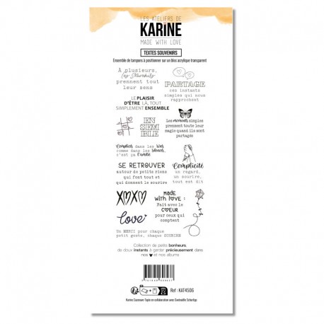 KAT4506  LES ATELIERS DE KARINE MADE WITH LOVE TAMPON CLEAR TEXTES SOUVENIRS