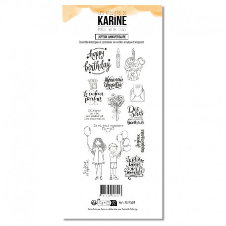 KAT4504  LES ATELIERS DE KARINE MADE WITH LOVE TAMPON CLEAR JOYEUX ANNIVERSAIRE