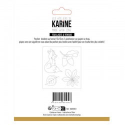 KAB4501   LES ATELIERS DE KARINE MADE WITH LOVE POCHOIR BRODERIE FEUILLAGES ET RENARD
