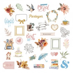 KADCC45   LES ATELIERS DE KARINE MADE WITH LOVE  DIE CUTS CALQUES x35 pièces