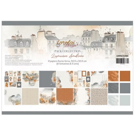 LORPACKLUMA   LORELAI DESIGN COLLECTION LUMIÈRE AMBRÉE 9 imprimés 30.5cm x30.5cm