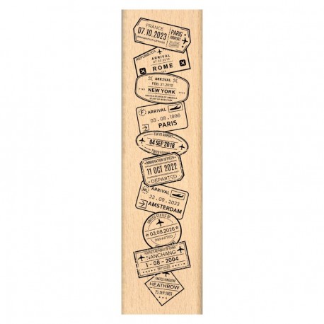 FF226005   FLORILEGES DESIGN COLLECTION HORIZONS TAMPON BOIS CACHETS PASSEPORT