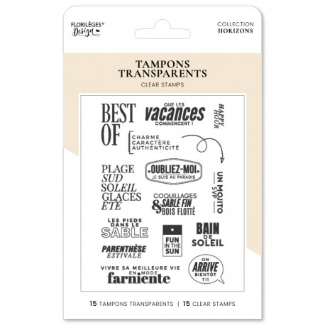 FDCL226009   FLORILEGES DESIGN COLLECTION HORIZONS TAMPONS CLEAR LES PIEDS DANS LE SABLE