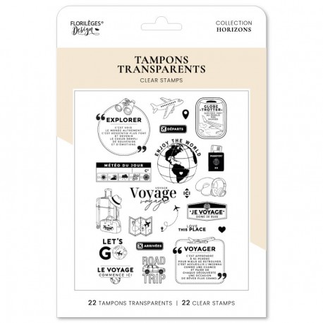 FDCL226003   FLORILEGES DESIGN COLLECTION HORIZONS TAMPONS CLEAR LE VOYAGE COMMENCE ICI