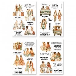 FDA226003   FLORILEGES DESIGN COLLECTION HORIZONS 4 PLANCHES STICKERS COPINES DE VOYAGE